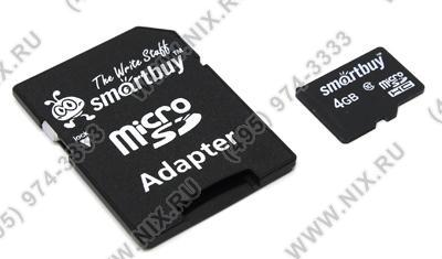 SmartBuy SB4GBSDCL10-01 microSDHC 4Gb Class10 + microSD--SD Adapter