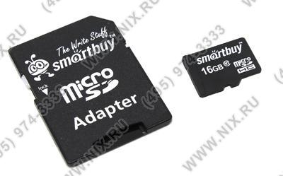 SmartBuy SB16GBSDCL10-01 microSDHC 16Gb Class10 + microSD--SD Adapter