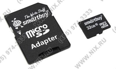 SmartBuy SB32GBSDCL10-01 microSDHC 32Gb Class10 + microSD--SD Adapter