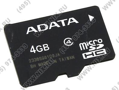 ADATA AUSDH4GCL4-R microSDHC Memory Card 4Gb Class4