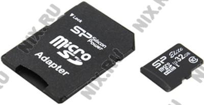 Silicon Power SP032GBSTHBU1V10-SP microSDHC Memory Card 32Gb UHS-I U1 + microSD--SD Adapter