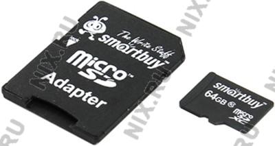 SmartBuy SB64GBSDCL10-01 microSDXC 64Gb Class10 + microSD--SD Adapter
