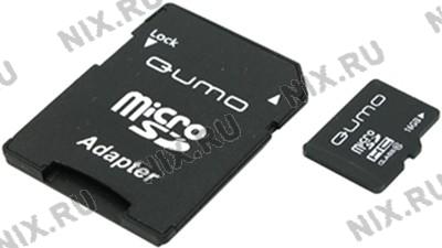 Qumo QM16(G)MICSDHC10 microSDHC 16Gb Class10 + microSD--SD Adapter