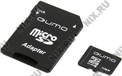 Qumo QM16GMICSDHC6 microSDHC 16Gb Class6 + microSD--SD Adapter