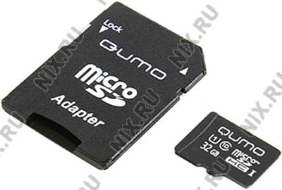 Qumo QM32GMICSDHC10U1 microSDHC 32Gb UHS-I U1 + microSD--SD Adapter