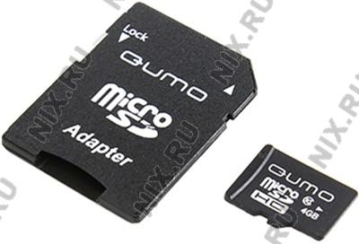 Qumo QM4GMICSDHC10 microSDHC 4Gb Class10 + microSD--SD Adapter
