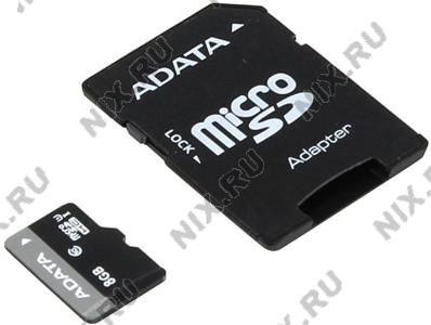 ADATA Premier AUSDH8GUICL10-RA1 microSDHC Memory Card 8Gb UHS-I U1 + microSD--SD Adapter