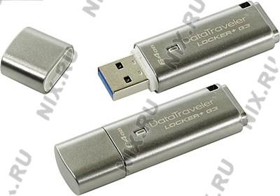 Kingston DataTraveler Locker+ G3 DTLPG3/64GB USB3.0 Flash Drive 64Gb(RTL)