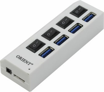 Orient BC-307PS USB3.0 Hub 4 port+/  USB(. AC110-240V, . DC5V, 2*USB 2.1A)