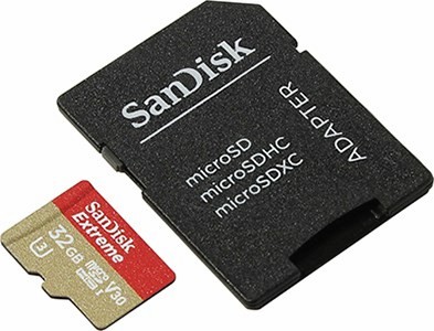 SanDisk Extreme SDSQXVF-032G-GN6MA microSDHC Memory Card 32Gb UHS-I U3 +microSD--SD Adapter
