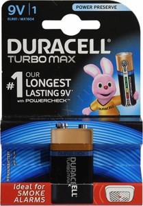 Duracell Turbo Max MX1604 (6LR61) 9V,  (alkaline),  