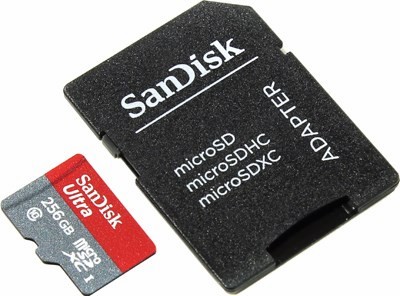 SanDisk SDSQUNI-256G-GN6MA microSDXC Memory Card 256Gb Class10 + microSD--SD Adapter