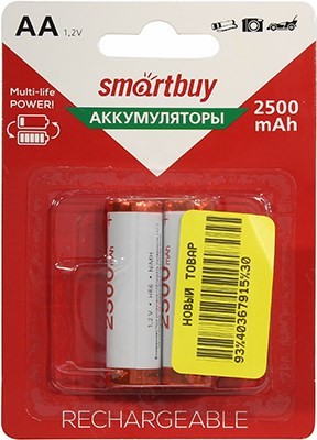  Smartbuy SBBR-2A02BL2500 (1.2V, 2500mAh) NiMh, Size 