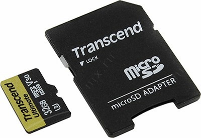 Transcend TS32GUSDU3M microSDHC 32Gb UHS-I U3 + microSD--SD Adapter