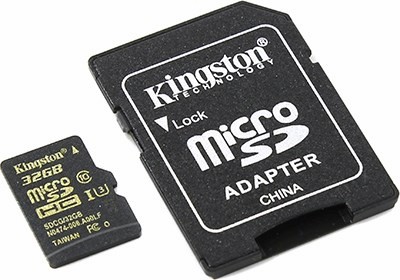 Kingston SDCG/32GB microSDHC Memory Card 32Gb UHS-I U3 + microSD--SD Adapter