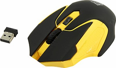 Jet.A Comfort Wireless Optical Mouse OM-U57G Black&Yellow (RTL) USB 4btn+Roll, 