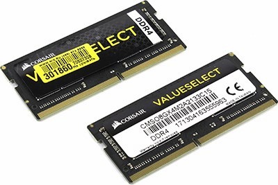 Corsair Value Select CMSO8GX4M2A2133C15 DDR4 SODIMM 8Gb KIT 2*4Gb PC4-17000 CL15 (for NoteBook)