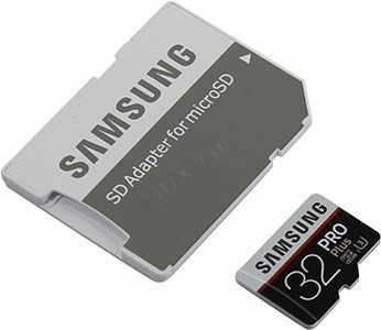 Samsung PRO Plus MB-MD32GA/RU microSDHC Memory Card 32Gb Class10 UHS-I U3 + microSD-- SD Adapter