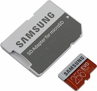 Samsung EVO Plus MB-MC256GA/RU microSDXC Memory Card 256Gb Class10 UHS-I U3+ microSD-- SD Adapter