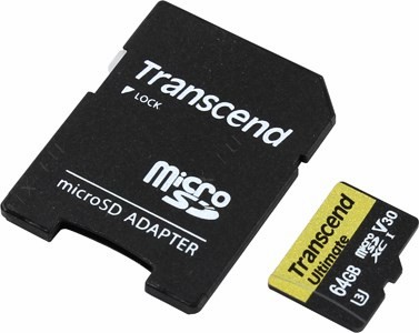 Transcend TS64GUSDU3M microSDXC 64Gb UHS-I U3 + microSD--SD Adapter