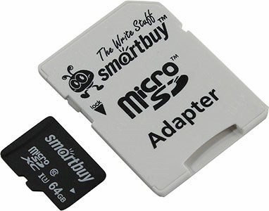 SmartBuy SB64GBSDCL10U3-01 microSDHC 64Gb UHS-I U3 + microSD--SD Adapter