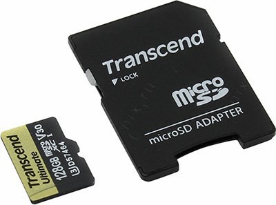 Transcend TS128GUSDU3M microSDXC 128Gb UHS-I U3 + microSD--SD Adapter