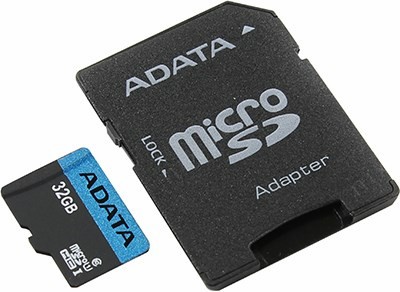 ADATA Premier AUSDH32GUICL10 85-RA1 microSDHC Memory Card 32Gb UHS-I U1 + microSD--SD Adapter