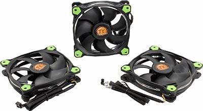 Thermaltake CL-F055-PL12GR-A Riing 12 (3, Green LED, 120x120x25 3, 24.6, 1500 /)