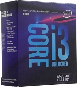 CPU Intel Core i3-8350K BOX ( ) 4.0 GHz/4core/SVGA UHD Graphics 630/ 8Mb/91W/8 GT/s LGA1151