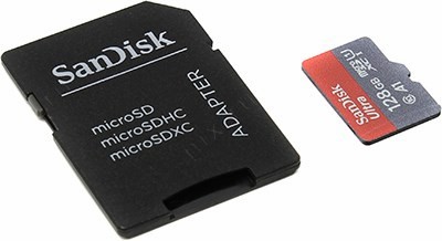 SanDisk Ultra SDSQUAR-128G-GN6IA microSDXC Memory Card 128Gb UHS-I U1 Class10 + microSD-- SD Adapter