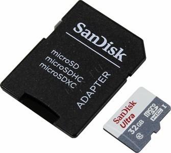 SanDisk Ultra SDSQUNS-032G-GN6TA microSDHC Memory Card 32Gb UHS-I U1 Class10 + microSD-- SD Adapter