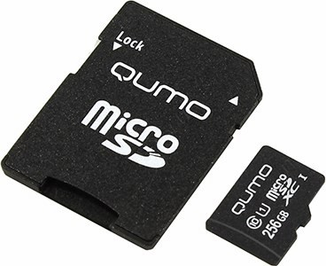 Qumo QM256GMICSDXC10U1 microSDXC 256Gb Class10 UHS-I U1 + microSD--SD Adapter