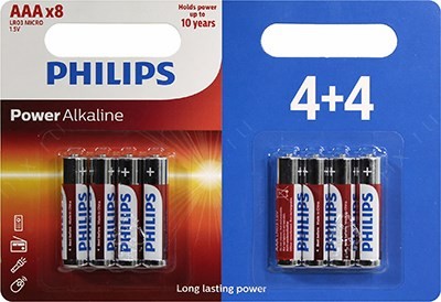 PHILIPS Power Alkaline LR03P8BP/10 Size