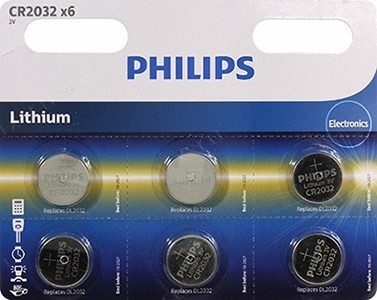 PHILIPS Lithium CR2032P6/01B (Li, 3V) . 6 