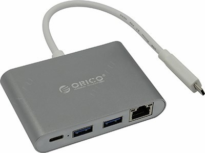 Orico RCR2A-SG Gray 2-Port USB3.0 Hub + USB-C + LAN, . USB-C