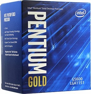CPU Intel Pentium G5600 BOX 3.9 GHz/2core/SVGA UHD Graphics 630/ 4Mb/54W/8 GT/s LGA1151