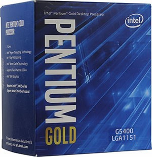 CPU Intel Pentium G5400 BOX 3.7 GHz/2core/SVGA UHD Graphics 610/ 4Mb/58W/8 GT/s LGA1151