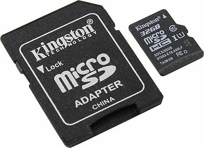 Kingston SDCS/32GB microSDH Memory Card 32Gb UHS-I U1 + microSD--SD Adapter