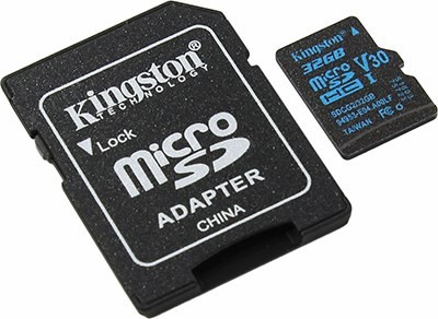 Kingston SDCG2/32GB microSDHC Memory Card 32Gb V30 UHS-I U3 + microSD--SD Adapter