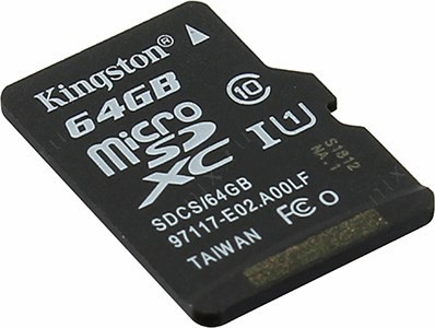 Kingston SDCS/64GBSP microSDXC Memory Card 64Gb UHS-I U1