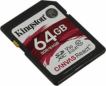Kingston SDR/64GB SDXC Memory Card 64Gb A1 V30 UHS-I U3
