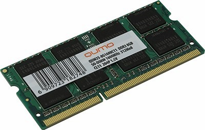 QUMO QUM3S-8G1600C11 DDR3 SODIMM 8Gb PC3-12800 CL11 (for NoteBook)