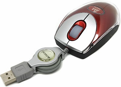 A4Tech Retractable Mini Optical Notebook Mouse BW-18K-Ruby(1) (RTL) 3but+Roll USB 