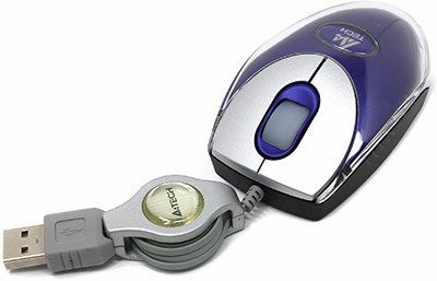 A4Tech Retractable Mini Optical Notebook Mouse BW-18K-Blue(2) (RTL) 3but+Roll USB 