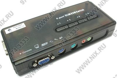 MultiCo EW-K1904S 4-port Slim KVM Switch with Cable(PS/2+PS/2+VGA15F+Audio+Mic)