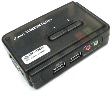 MultiCo EW-K1902U 2-port Slim KVM Switch with Cable(USB+USB+VGA15F+Audio+Mic)