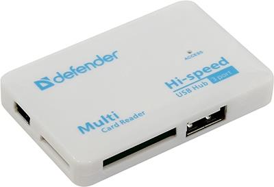 Defender Combo Tiny 83502 USB2.0 RSMMC/SDHC/microSDHC/MS(/PRO/Duo/M2) Card Reader/Writer+3portUSB2.0