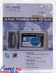 TRENDnet TFW-H2PC 2-Port FireWire Host PC Card (RTL) IEEE 1394