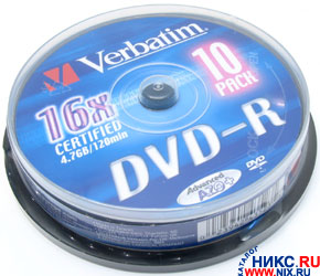 DVD-R Disc Verbatim 4.7Gb 16x . 10    43523