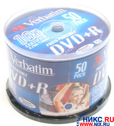 DVD+R Disc Verbatim 4.7Gb 16x . 50   , printable 43512/43651